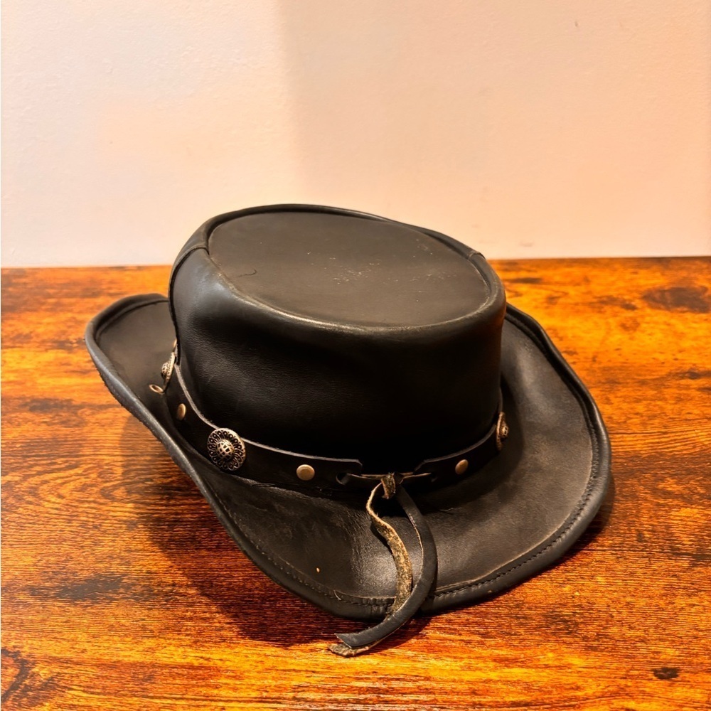 Black Leather Hat - Picture 9 of 11